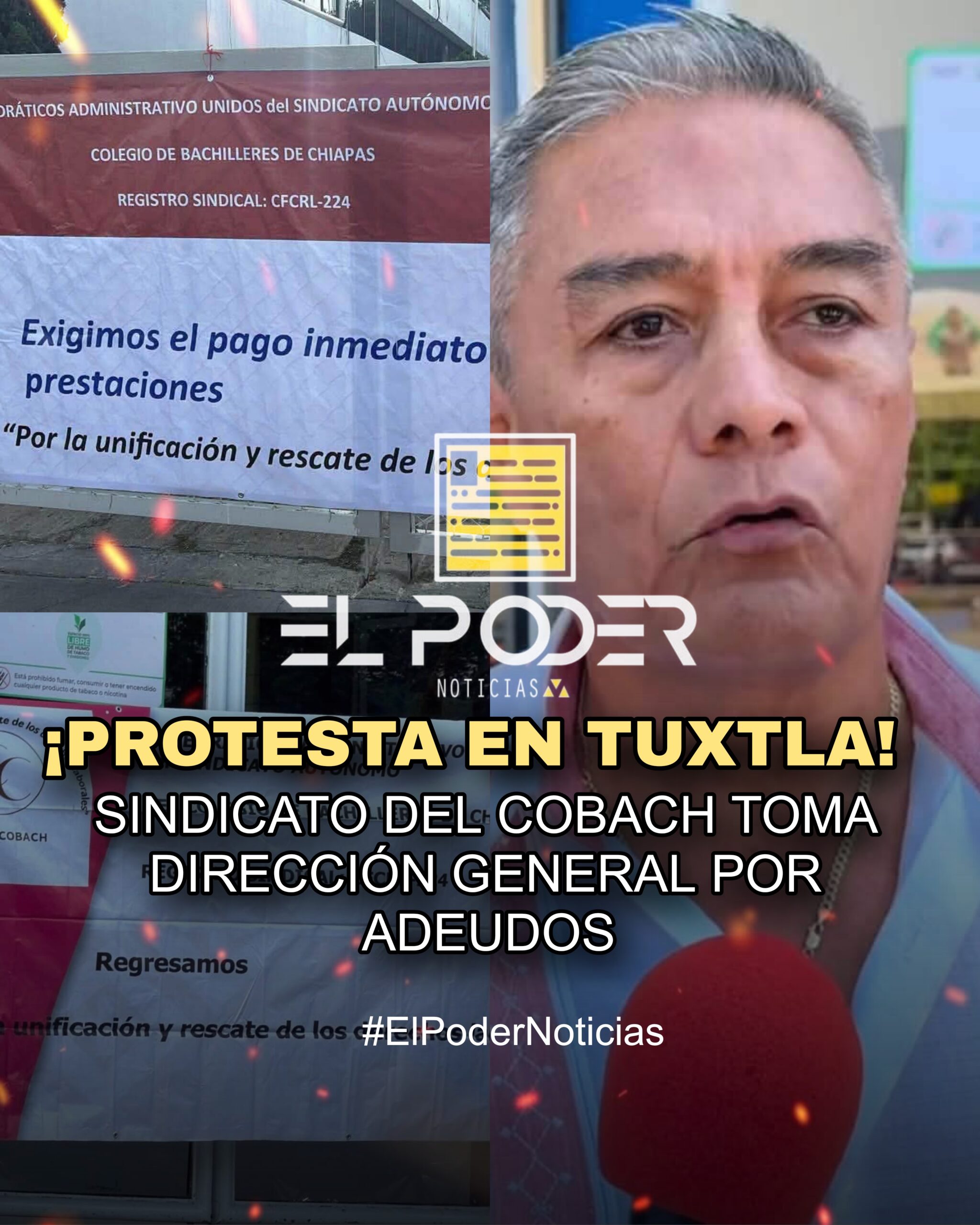 ¡PROTESTA EN TUXTLA! SINDICATO DEL COBACH TOMA DIRECCIÓN GENERAL POR ADEUDOS