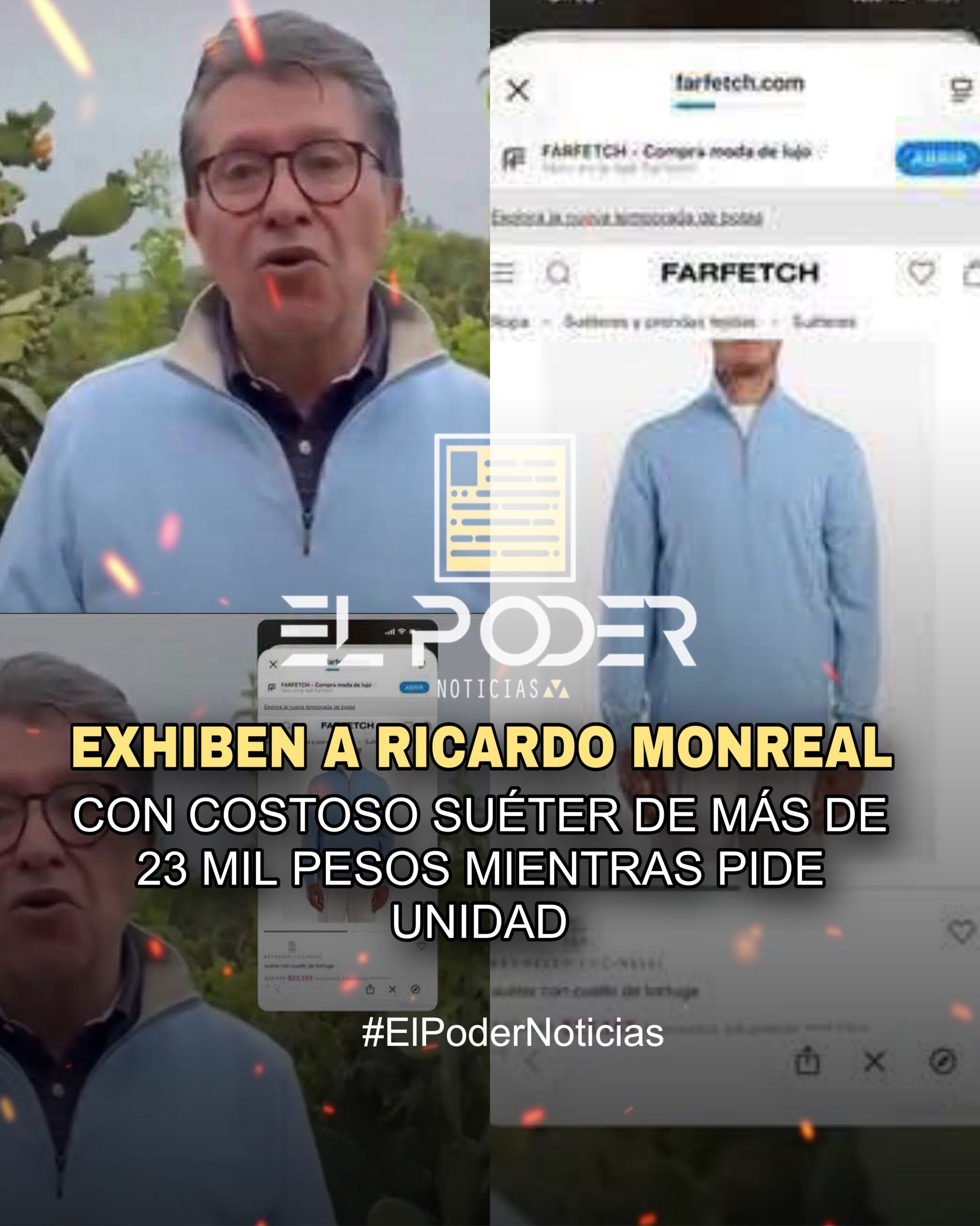 EXHIBEN A RICARDO MONREAL CON COSTOSO SUÉTER DE MÁS DE 23 MIL PESOS MIENTRAS PIDE UNIDAD